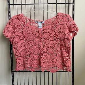Short Sleeve Crochet Knit Crop Top